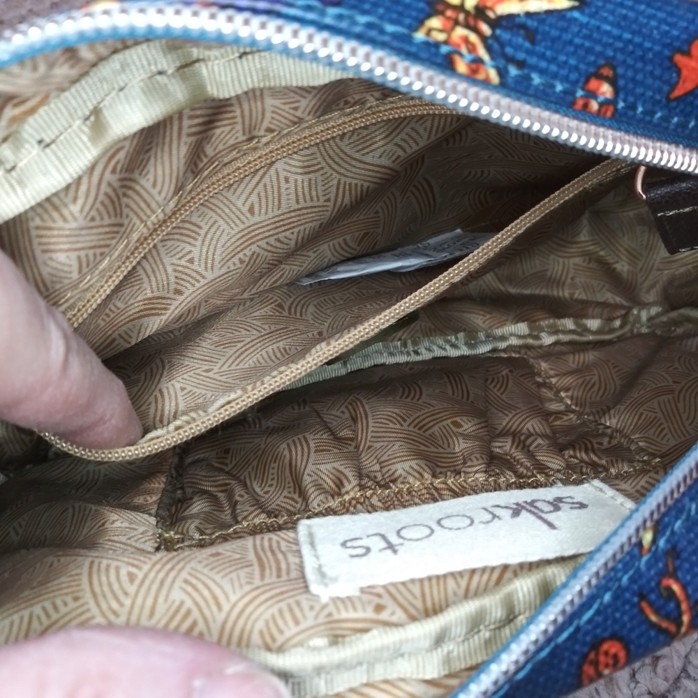 Sakroots "Love Love" Boho Multi Blue & Orange Floral, Zip Top Make-up Case - Picture 6 of 8